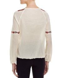 Tory Burch Floral Embroidered Peasant Blouse
