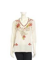 Johnny Was Floral Paisley Embroidered Blouse