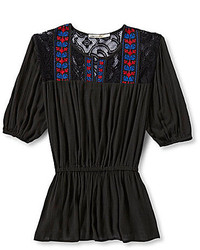 Liberty Love Lace Embroidered Peasant Top