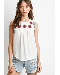 Forever 21 Star Embroidered Peasant Top