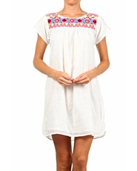White and Red Embroidered Peasant Dress