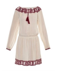 Talitha Embroidered Cotton Peasant Dress