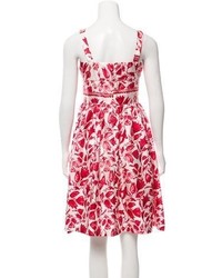Oscar de la Renta Floral Print Sleeveless Dress