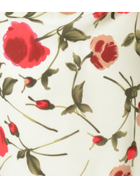 Unique Vintage 1940s Style Cream Red Floral Off Shoulder Sheath Dress