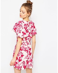 Asos Collection Ruffle Wrap Romper In Floral Print