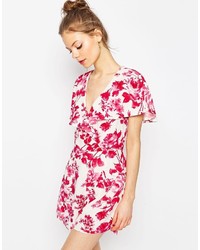 Asos Collection Ruffle Wrap Romper In Floral Print