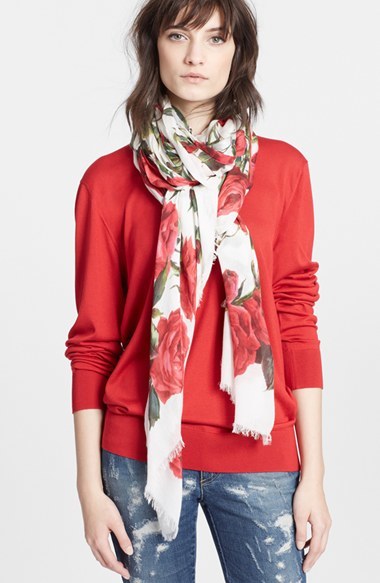 Dolce and Gabbana women scarf with floral print crafted from cotton For Sale  at 1stDibs