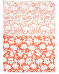 Oscar de la Renta Ethereal Floral Print Scarf Orangewhite