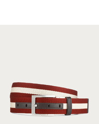 White and Red Horizontal Striped Belt