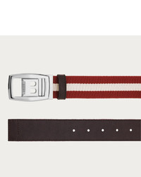 Bally Baldek Dark Brown And Striped Reversible Leather Belt