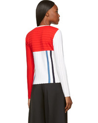 J.W.Anderson Red White Asymmetric Stripe Sweater