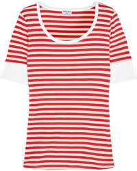 Frame Le Boatneck Striped Stretch Cotton Jersey T Shirt