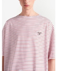 Prada Logo Patch Striped T Shirt