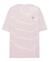 Prada Logo Patch Striped T Shirt