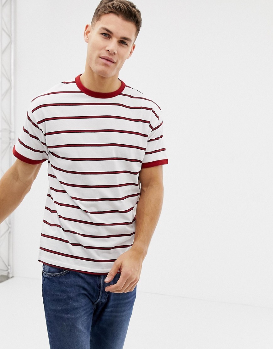 Alligevel grube platform New Look Oversized Ringer T Shirt In Red Stripe, $11 | Asos | Lookastic