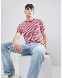 Polo Ralph Lauren Player Logo Stripe T Shirt In Redwhite