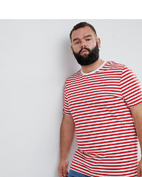 ASOS DESIGN Plus Stripe T Shirt In Red And White