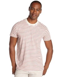 Slate & Stone Red And White Cotton Quinton Striped Short Sleeve Tee