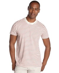 Slate & Stone Red And White Cotton Quinton Striped Short Sleeve Tee