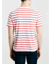 Topman Red And White Stripe Slim Fit T Shirt