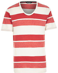 River Island Red Only Sons Stripe Scoop Neck T Shirt