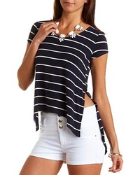 Charlotte Russe Striped High Low Swing Tee