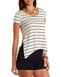 Charlotte Russe Striped High Low Swing Tee