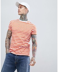 ASOS DESIGN T Shirt With Orange And White Stripe