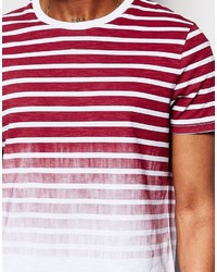 Asos T Shirt With Stripe And Dip Dye In Red