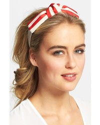 White and Red Horizontal Striped Headband