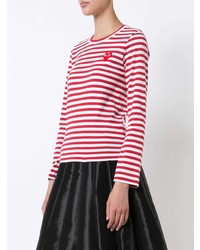 Comme Des Garcons Play Comme Des Garons Play Little Red Heart Striped T Shirt