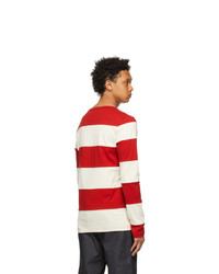 Sunnei Off White And Red Striped Long Sleeve T Shirt