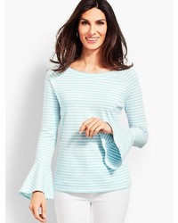 Talbots On The Shoulder Flared Sleeve Top Stripe