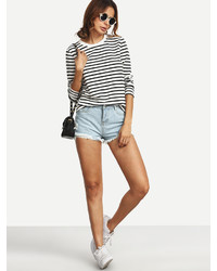 Shein Red White Long Sleeve Striped T Shirt