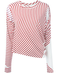 MM6 MAISON MARGIELA Striped Cut Out T Shirt, $370 | farfetch.com 