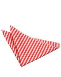 White and Red Horizontal Striped Pocket Square