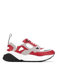 White and Red Leather Athletic Shoes