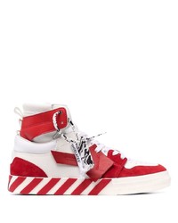 Off-White High Top Vulcanized Leather White Red