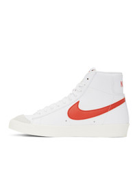 Nike White And Orange Blazer Mid 77 Vintage Sneakers