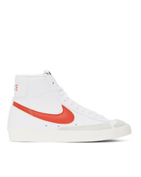 Nike White And Orange Blazer Mid 77 Vintage Sneakers