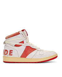 Rhude White And Red Bball Hi Sneakers