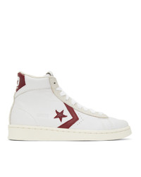 Converse White And Red Pro Leather Og High Sneakers