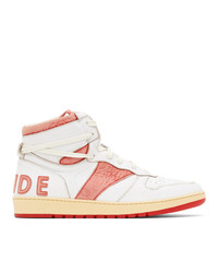 Rhude White And Red Rhecess Hi Sneakers