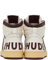 Rhude White Burgundy Rhecess Hi Sneakers