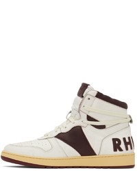 Rhude White Burgundy Rhecess Hi Sneakers
