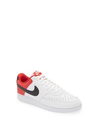Nike Court Vision Low Sneaker In Whiteblackuniversity Red At Nordstrom