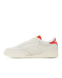 Reebok Classics Off White And Red Club C 85 Sneakers