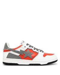 A Bathing Ape Star Patch Panelled Low Top Leather Sneakers