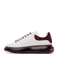 Alexander McQueen White And Burgundy Clear Sole Oversized Sneakers