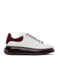 Alexander McQueen White And Burgundy Clear Sole Oversized Sneakers